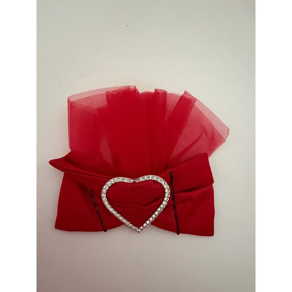 Weissman Red Sequin Tulle Tutu Dance Costume Dress Rhinestone Heart Girls‎ SC